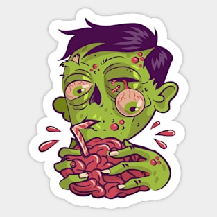 Zombie Milkshake Brain Illustration Sticker